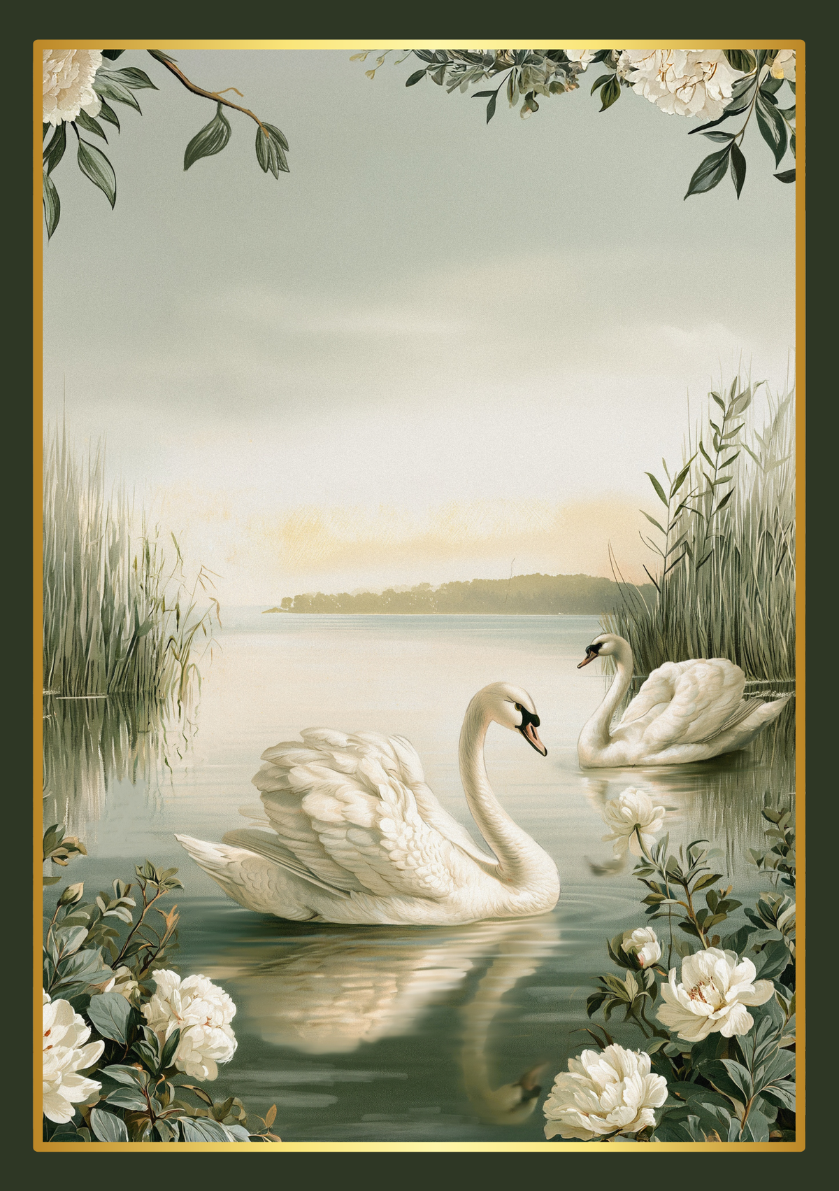 Swan Note Cards with Envelopes - set of 5 - A5