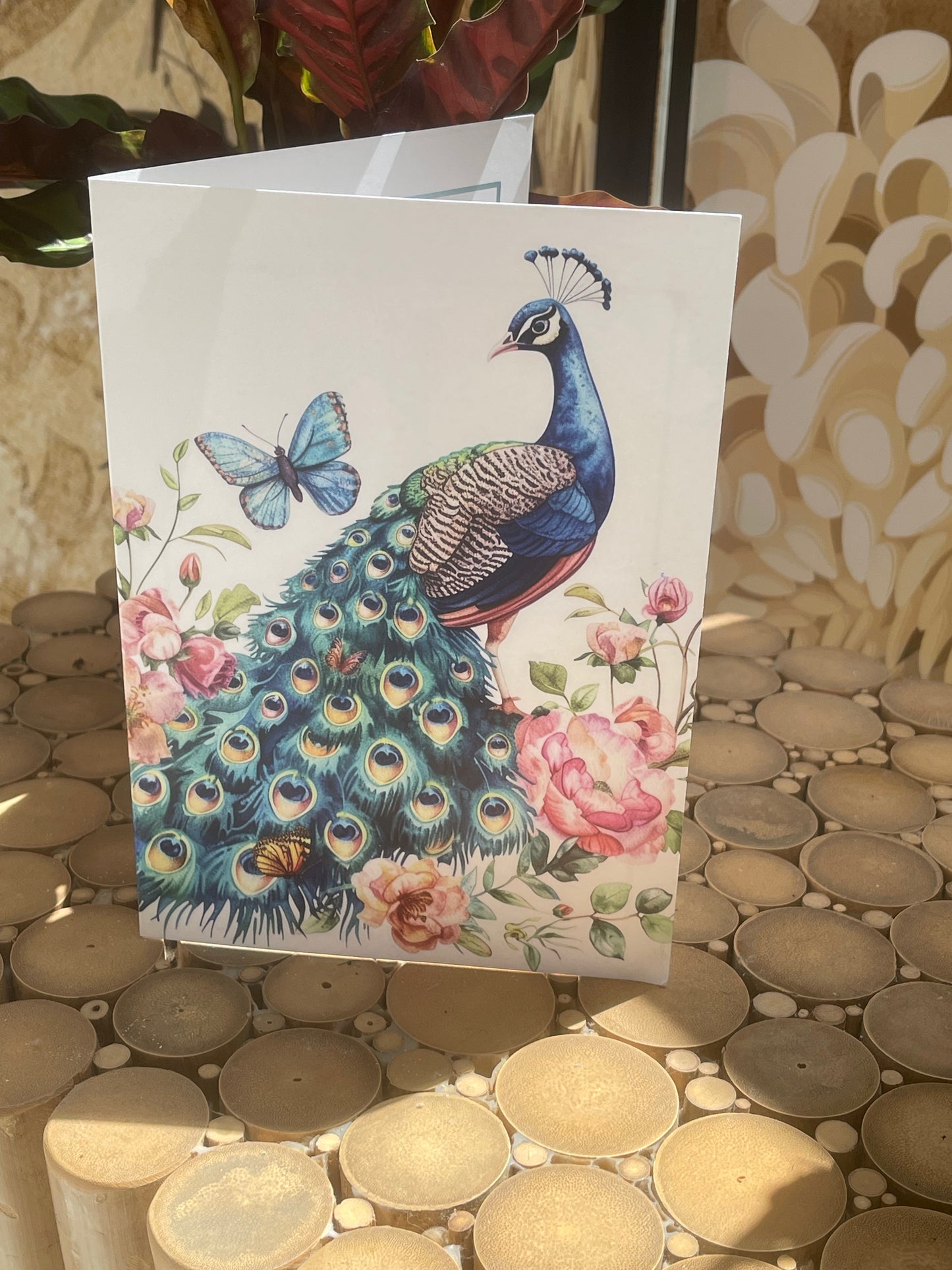 Peacock  Note Cards with Envelopes - set of 5 - A5