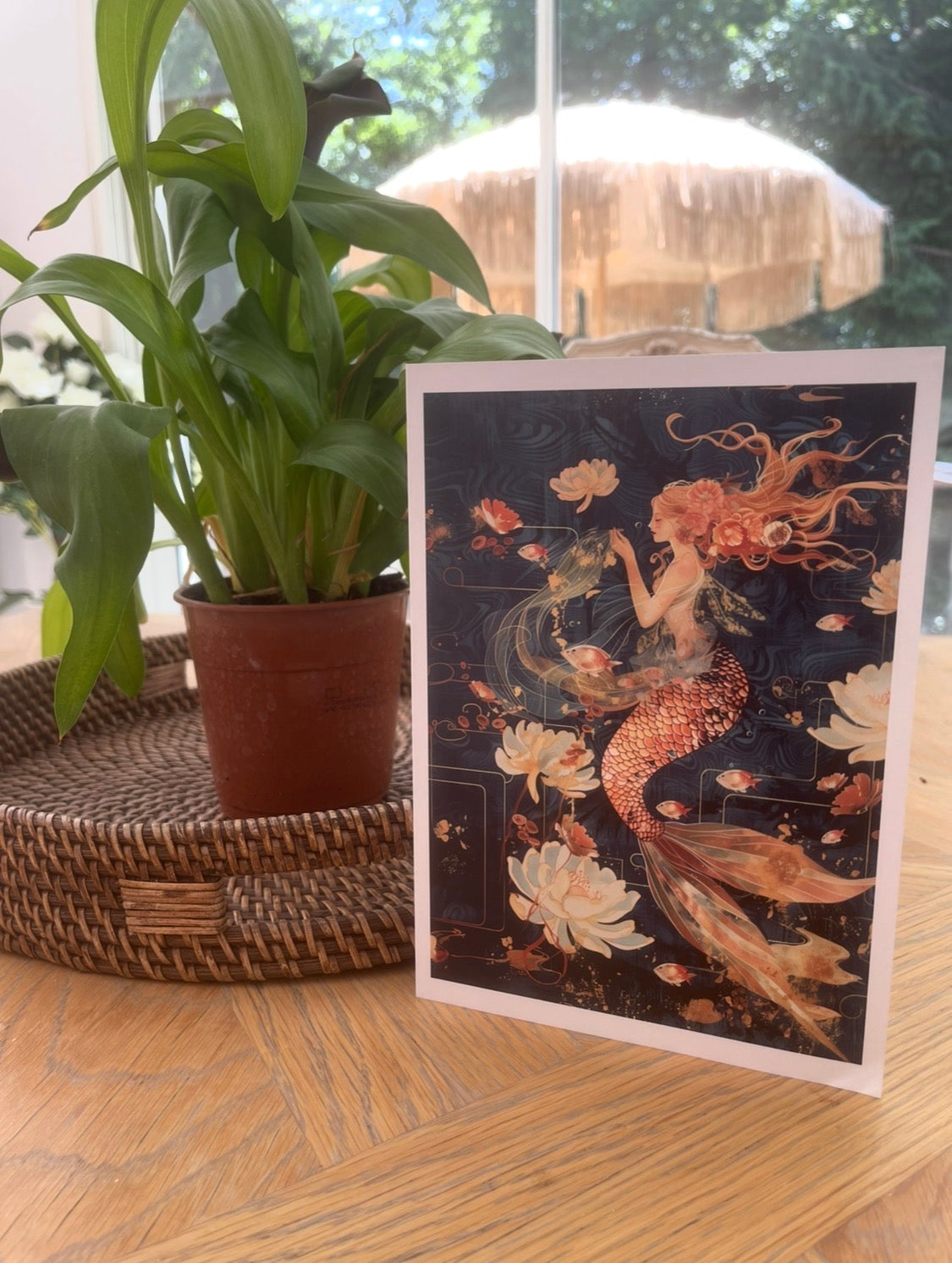 Mermaid Note Cards with Envelopes - set of 5 - A5