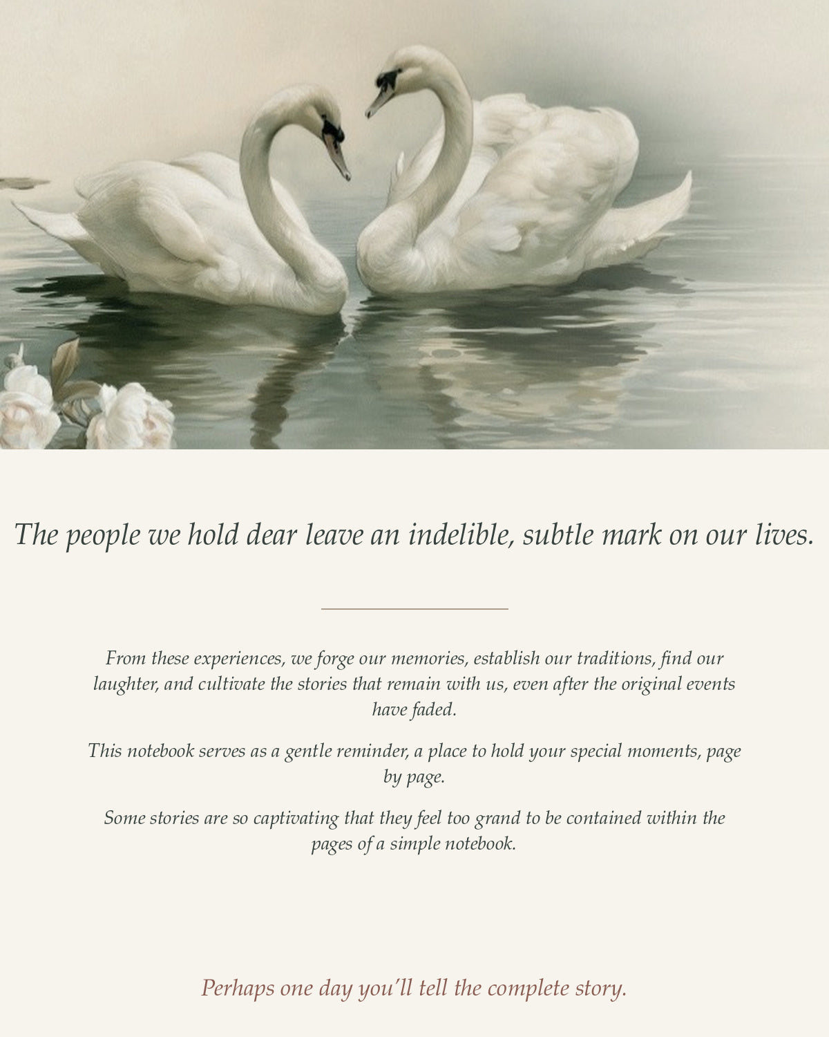 Keepsake Notebook Gift | The Swan Notebook for Cherished People | Stillnest Press